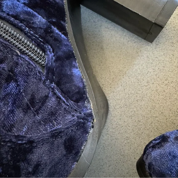 Blue Velvet Knee-High Boots - Picture 14 of 14